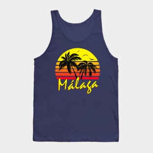 Malaga Spain Retro Sunset Tank Top